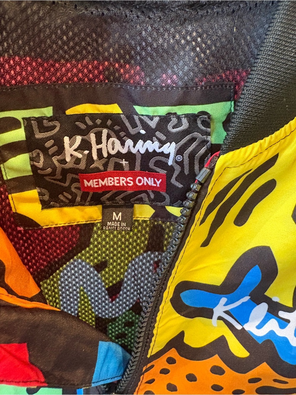 Keith Haring Members Only Multicolor Pop Art Bomber Jacket - Picture 3 of 4